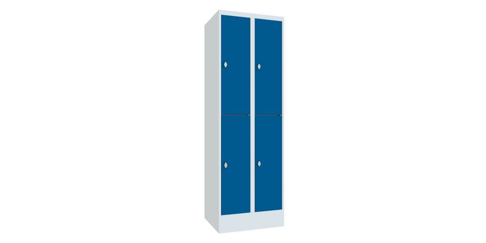 Produktbild PAVOY Schließfachschrank mit Sockel 1850x600x500 mm 4 Fächer RAL 7035/5010