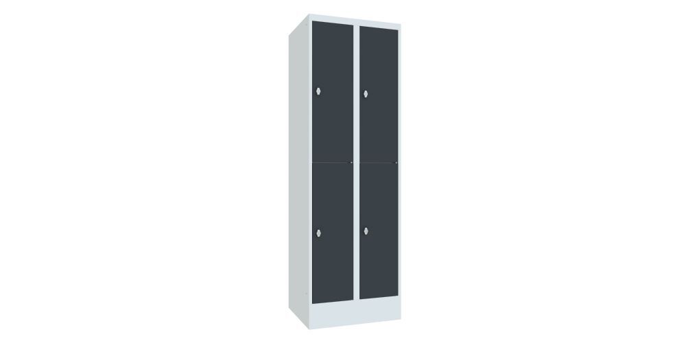 Produktbild PAVOY Schließfachschrank mit Sockel 1850x600x500 mm 4 Fächer RAL 7035/7016