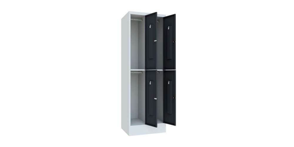 Produktbild Schließfachschrank mit Sockel, 1850x600x500 mm, 4 Fächer, RAL 7035/7016 bild 2