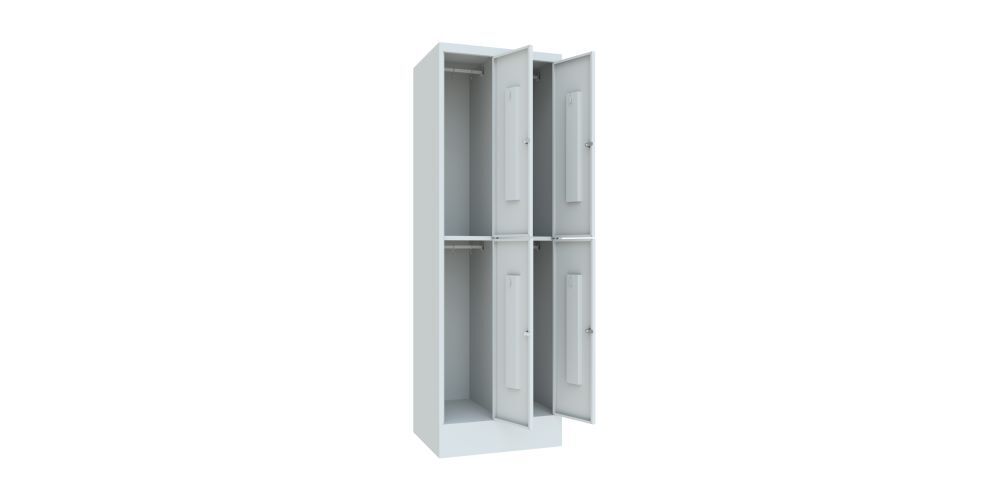 Produktbild Schließfachschrank mit Sockel, 1850x600x500 mm, 4 Fächer, RAL 7035 bild 2