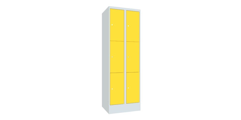 Produktbild PAVOY Schließfachschrank mit Sockel 1850x600x500 mm 6 Fächer RAL 7035/1018