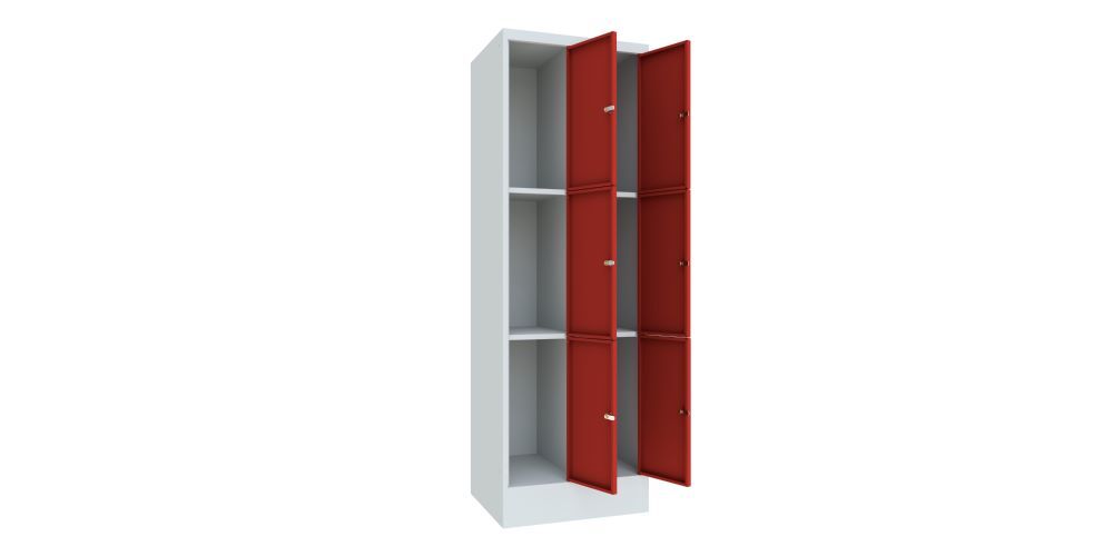Produktbild Schließfachschrank mit Sockel, 1850x600x500 mm, 6 Fächer, RAL 7035/3000 bild 2