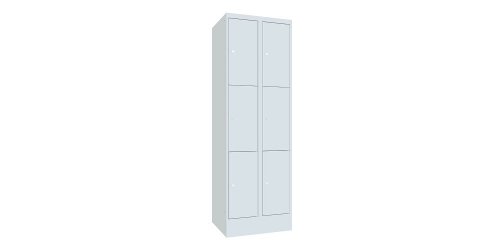 Produktbild PAVOY Schließfachschrank mit Sockel 1850x600x500 mm 6 Fächer RAL 7035