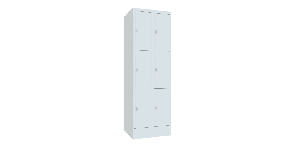 Produktbild PAVOY Schließfachschrank mit Sockel 1850x600x500 mm 6 Fächer RAL 7035