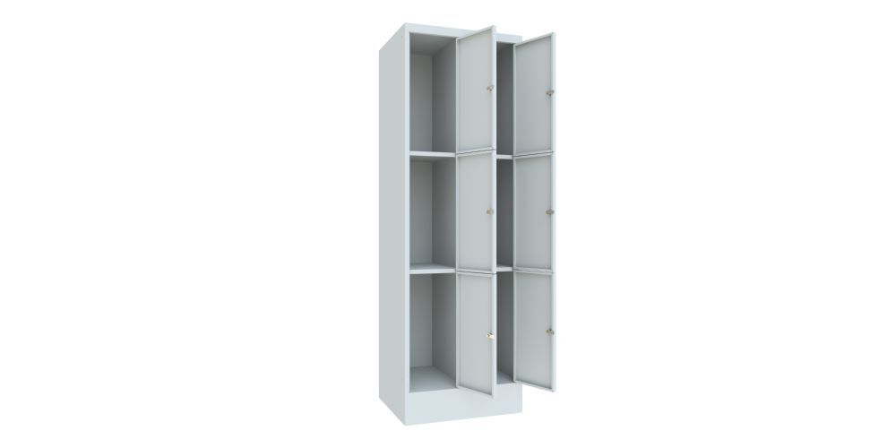 Produktbild Schließfachschrank mit Sockel, 1850x600x500 mm, 6 Fächer, RAL 7035 bild 2