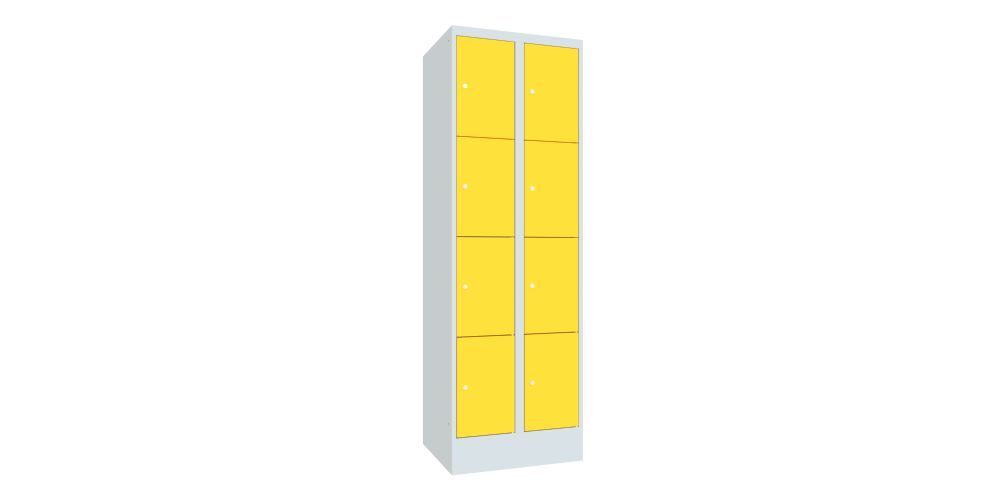 Produktbild PAVOY Schließfachschrank mit Sockel 1850x600x500 mm 8 Fächer RAL 7035/1018
