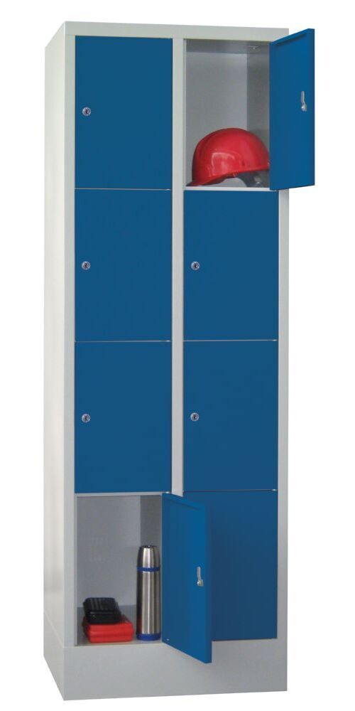 Produktbild PAVOY Schließfachschrank mit Sockel 1850x600x500 mm 8 Fächer RAL 7035/5010
