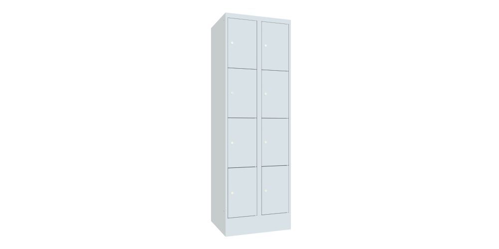 Produktbild PAVOY Schließfachschrank mit Sockel 1850x600x500 mm 8 Fächer RAL 7035