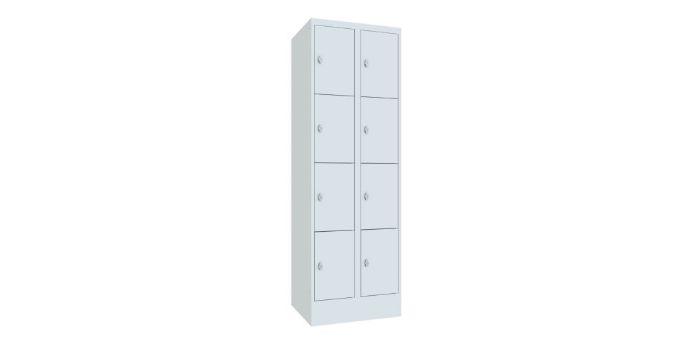 Produktbild PAVOY Schließfachschrank mit Sockel 1850x600x500 mm 8 Fächer RAL 7035