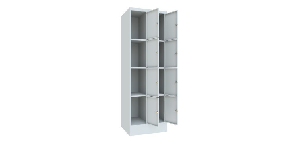Produktbild Schließfachschrank mit Sockel, 1850x600x500 mm, 8 Fächer, RAL 7035 bild 2