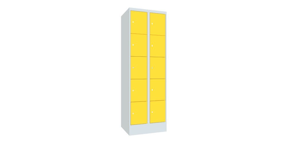 Produktbild PAVOY Schließfachschrank mit Sockel 1850x600x500 mm 10 Fächer RAL 7035/1018