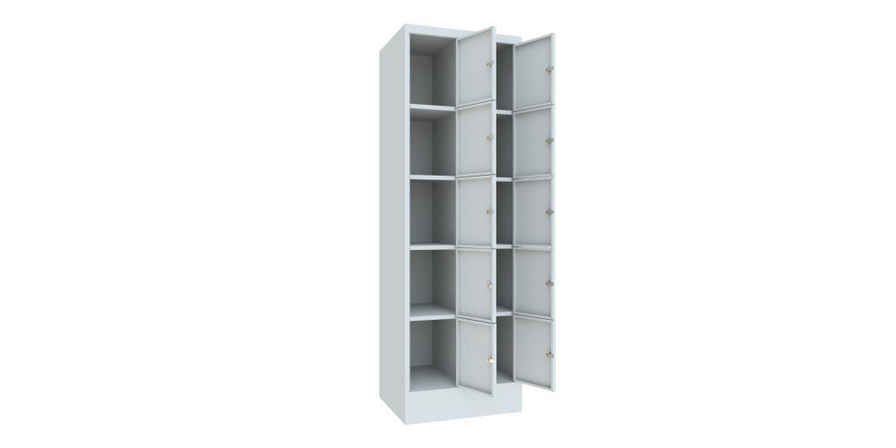 Produktbild Schließfachschrank mit Sockel, 1850x600x500 mm, 10 Fächer, RAL 7035 bild 2