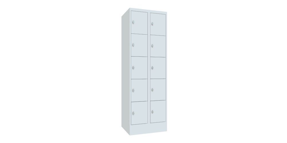 Produktbild PAVOY Schließfachschrank mit Sockel 1850x600x500 mm 10 Fächer RAL 7035