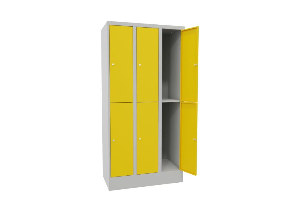 Produktbild Schließfachschrank mit Sockel, 1850x900x500 mm, 6 Fächer, RAL 7035/1018 bild 2