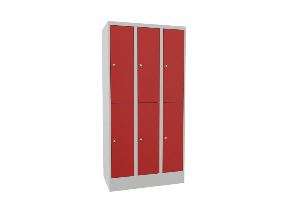 Produktbild PAVOY Schließfachschrank mit Sockel 1850x900x500 mm 6 Fächer RAL 7035/3000