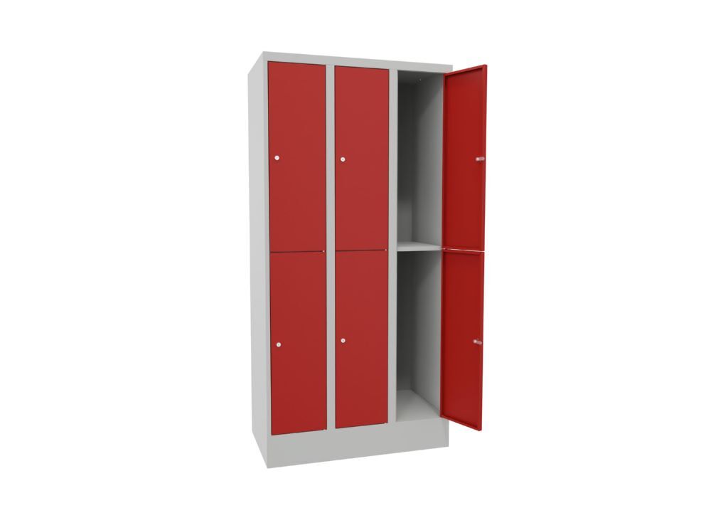 Produktbild Schließfachschrank mit Sockel, 1850x900x500 mm, 6 Fächer, RAL 7035/3000 bild 2