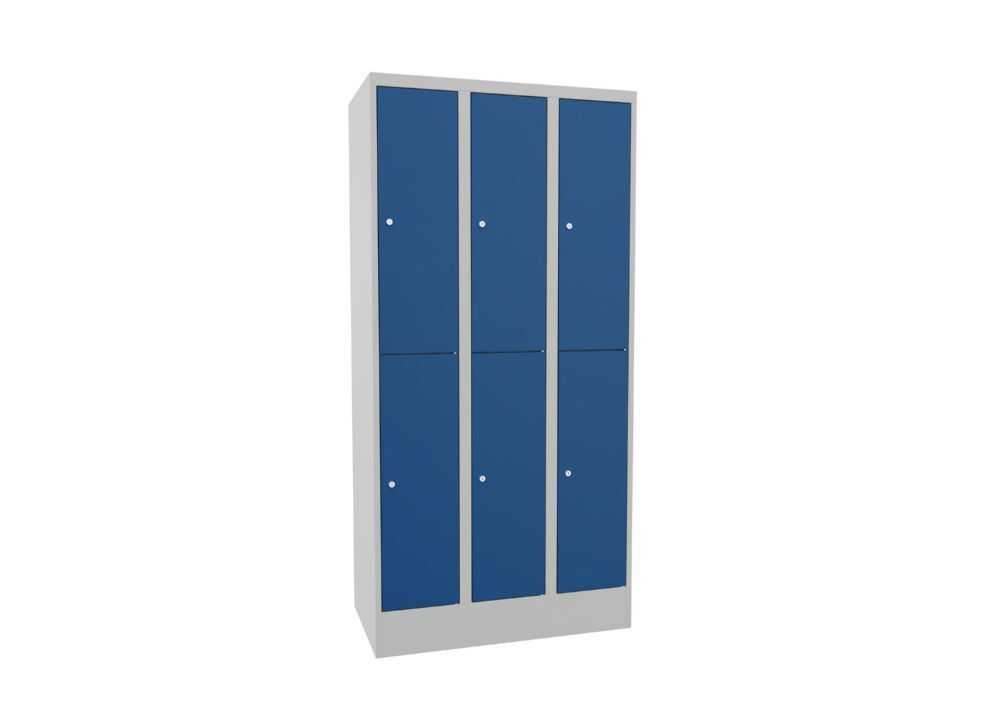 Produktbild PAVOY Schließfachschrank mit Sockel 1850x900x500 mm 6 Fächer RAL 7035/5010