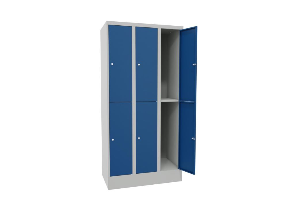 Produktbild Schließfachschrank mit Sockel, 1850x900x500 mm, 6 Fächer, RAL 7035/5010 bild 2
