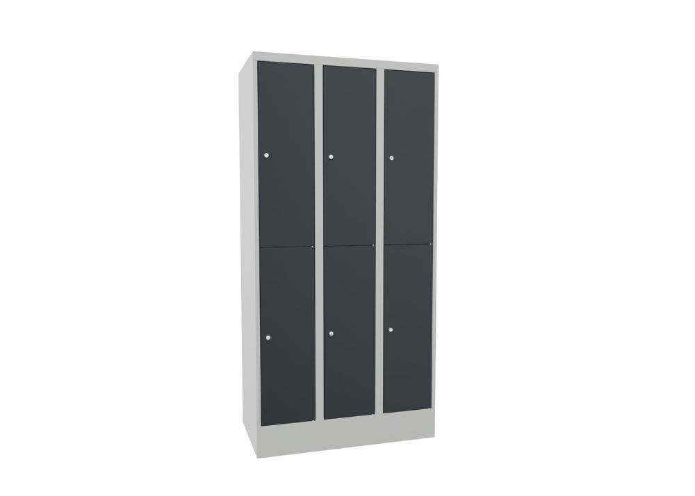 Produktbild PAVOY Schließfachschrank mit Sockel 1850x900x500 mm 6 Fächer RAL 7035/7016