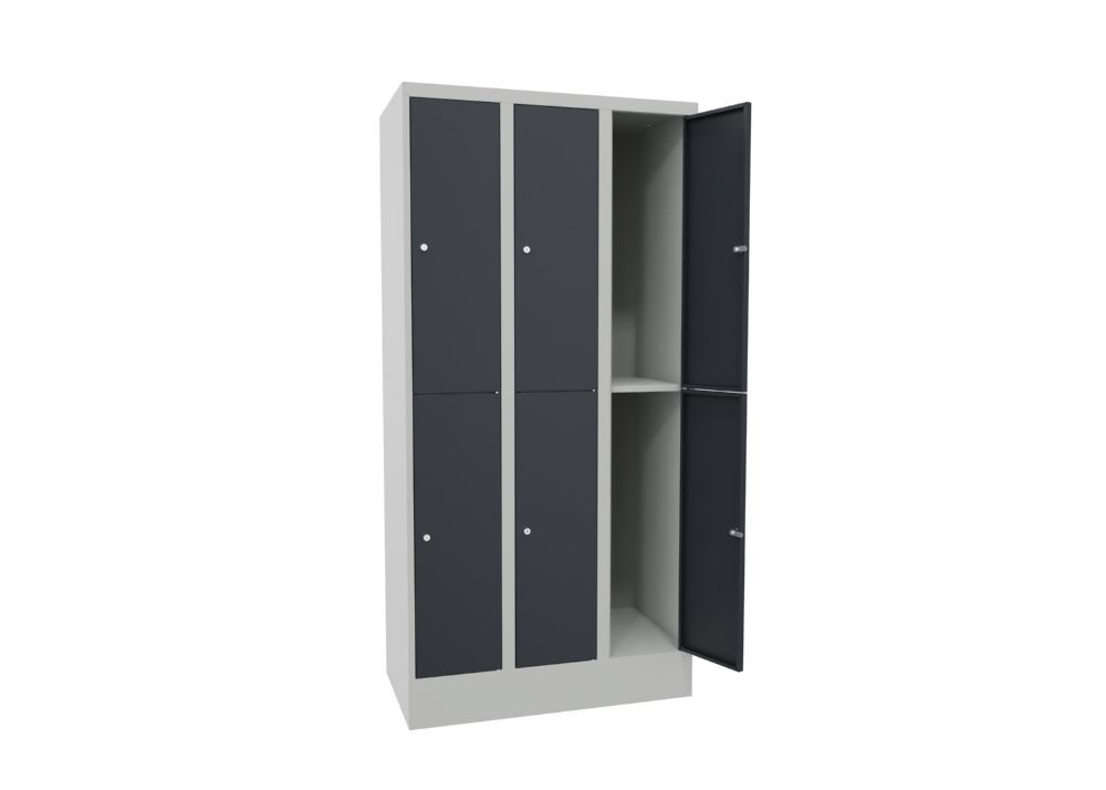 Produktbild Schließfachschrank mit Sockel, 1850x900x500 mm, 6 Fächer, RAL 7035/7016 bild 2