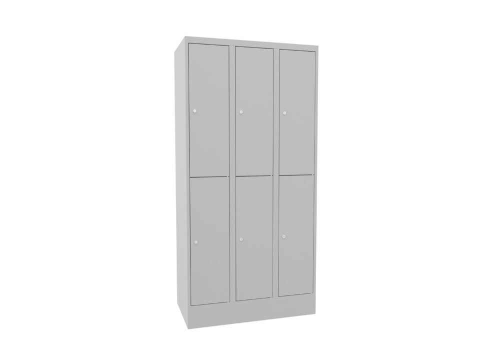 Produktbild PAVOY Schließfachschrank mit Sockel 1850x900x500 mm 6 Fächer RAL 7035