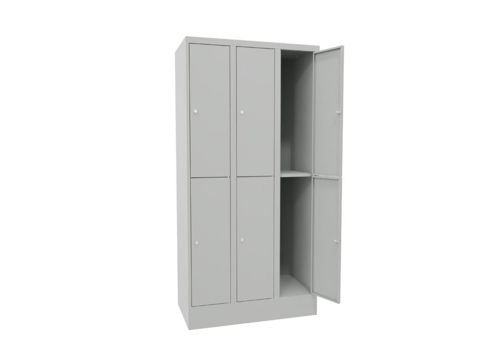 Produktbild Schließfachschrank mit Sockel, 1850x900x500 mm, 6 Fächer, RAL 7035 bild 2