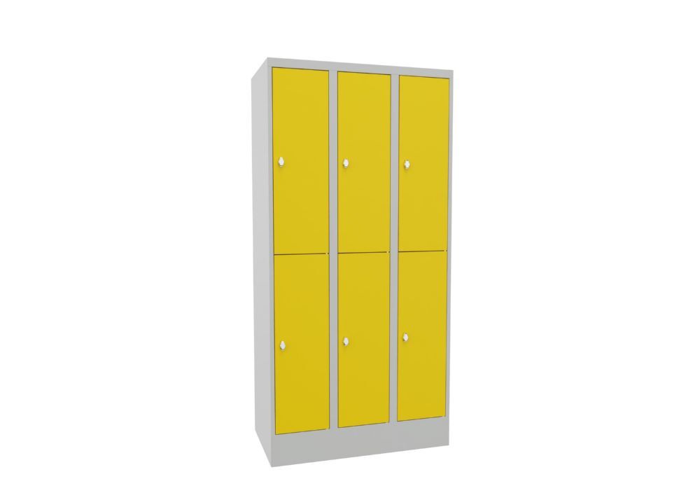 Produktbild Schließfachschrank mit Sockel, 1850x900x500 mm, 6 Fächer, RAL 7035/1018 bild 2
