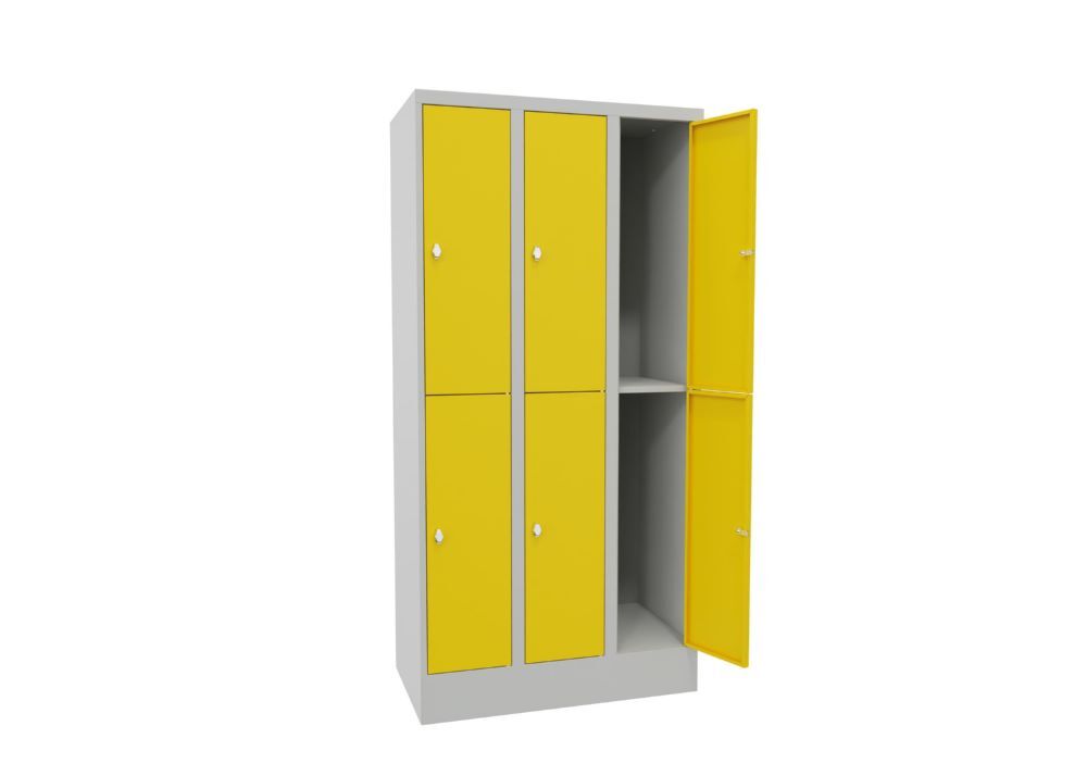 Produktbild Schließfachschrank mit Sockel, 1850x900x500 mm, 6 Fächer, RAL 7035/1018 bild 3