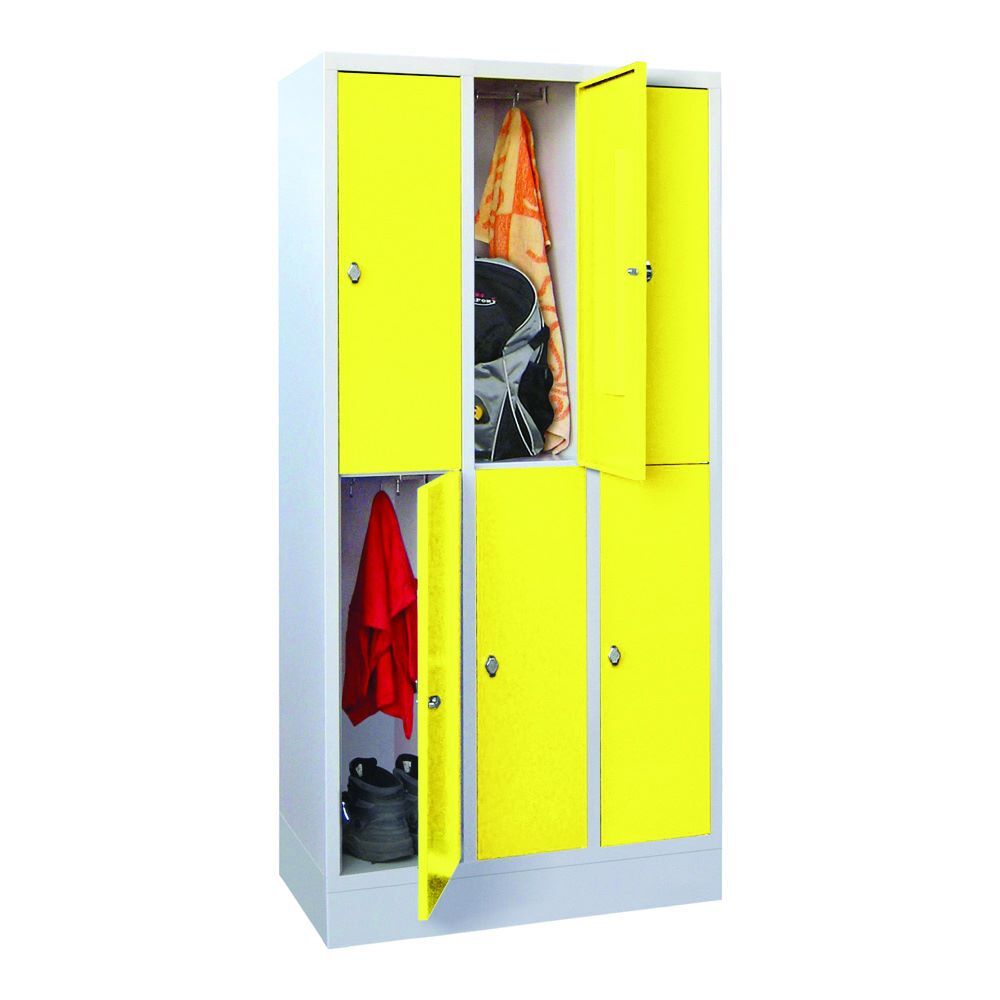 Produktbild PAVOY Schließfachschrank mit Sockel 1850x900x500 mm 6 Fächer RAL 7035/1018