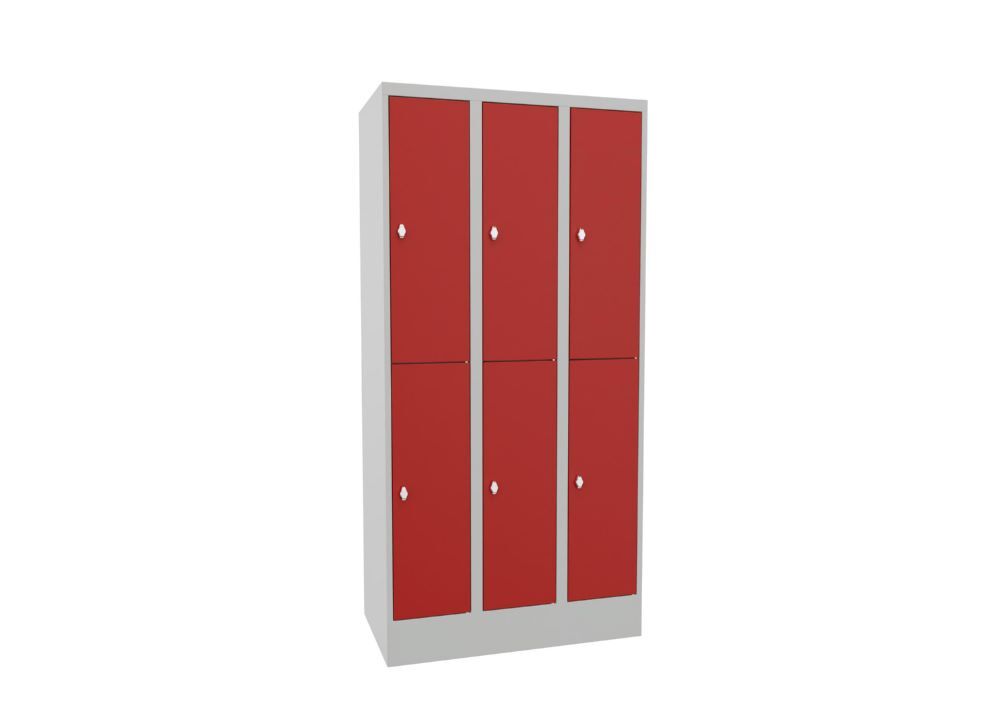 Produktbild Schließfachschrank mit Sockel, 1850x900x500 mm, 6 Fächer, RAL 7035/3000 bild 2