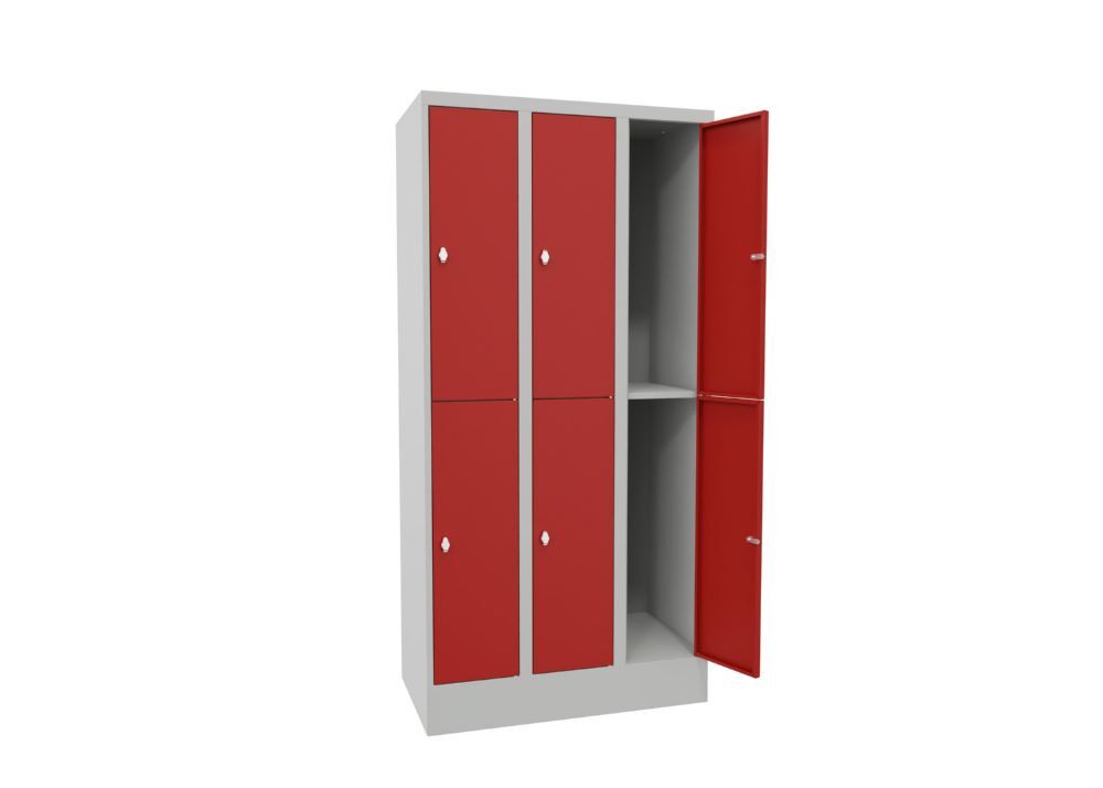 Produktbild Schließfachschrank mit Sockel, 1850x900x500 mm, 6 Fächer, RAL 7035/3000 bild 3