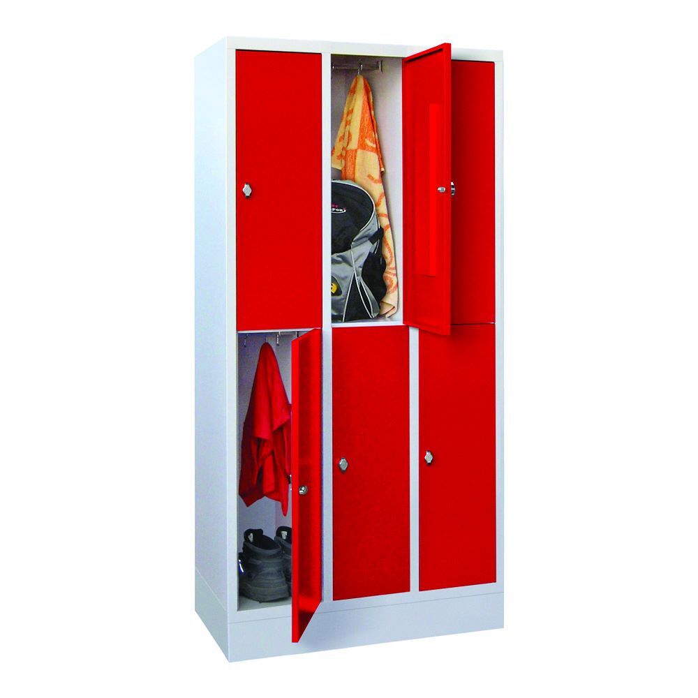 Produktbild PAVOY Schließfachschrank mit Sockel 1850x900x500 mm 6 Fächer RAL 7035/3000
