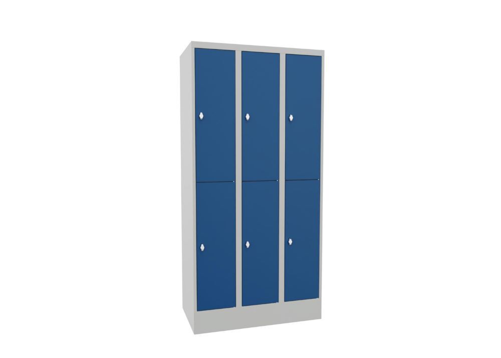 Produktbild Schließfachschrank mit Sockel, 1850x900x500 mm, 6 Fächer, RAL 7035/5010 bild 2