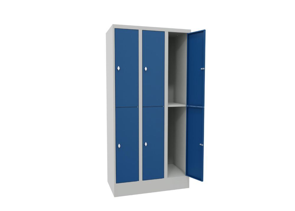 Produktbild Schließfachschrank mit Sockel, 1850x900x500 mm, 6 Fächer, RAL 7035/5010 bild 3