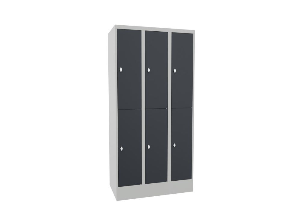 Produktbild Schließfachschrank mit Sockel, 1850x900x500 mm, 6 Fächer, RAL 7035/7016 bild 2