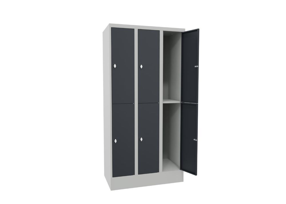 Produktbild Schließfachschrank mit Sockel, 1850x900x500 mm, 6 Fächer, RAL 7035/7016 bild 3