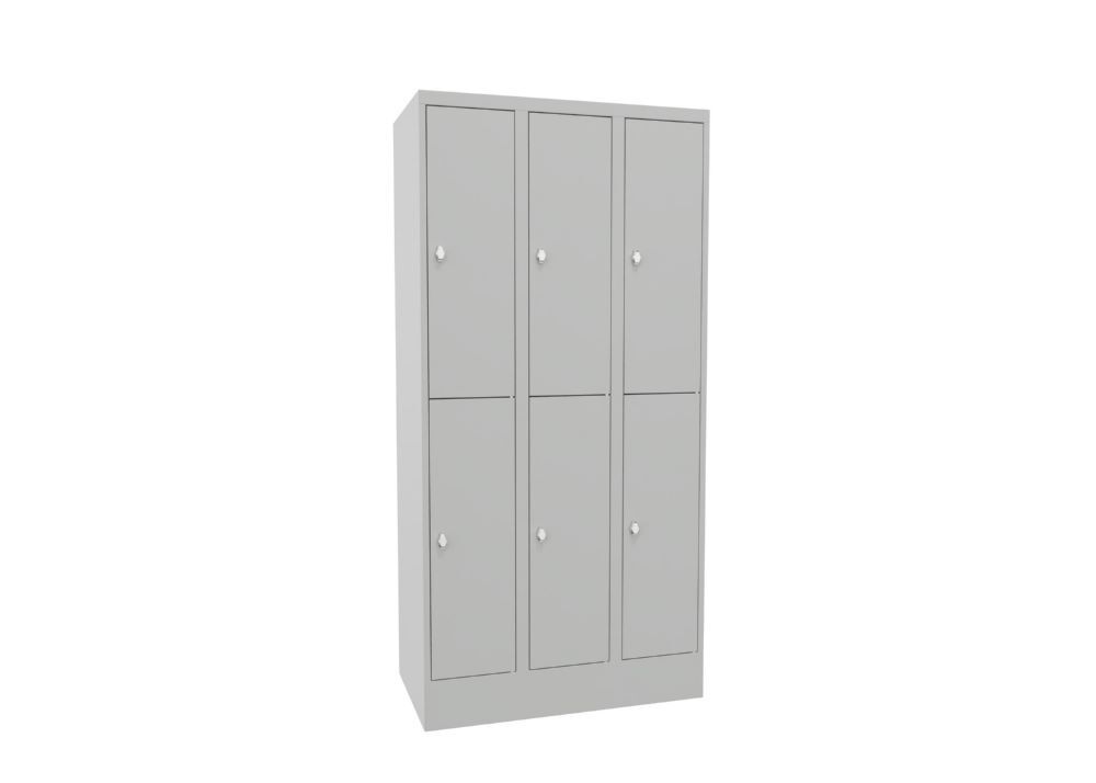 Produktbild PAVOY Schließfachschrank mit Sockel 1850x900x500 mm 6 Fächer RAL 7035
