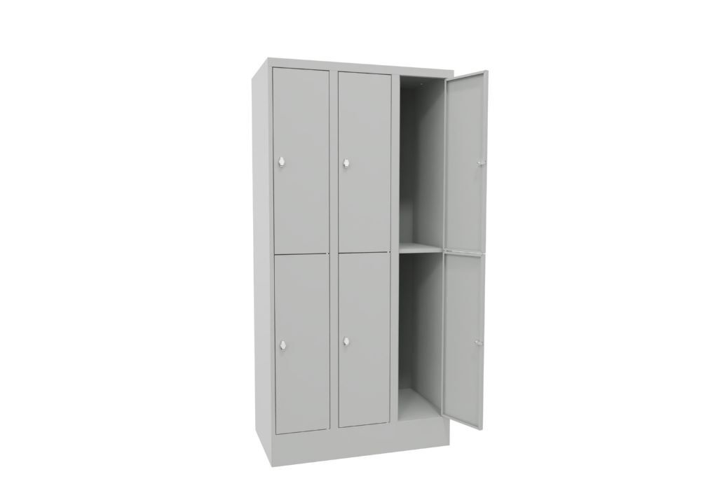 Produktbild Schließfachschrank mit Sockel, 1850x900x500 mm, 6 Fächer, RAL 7035 bild 2