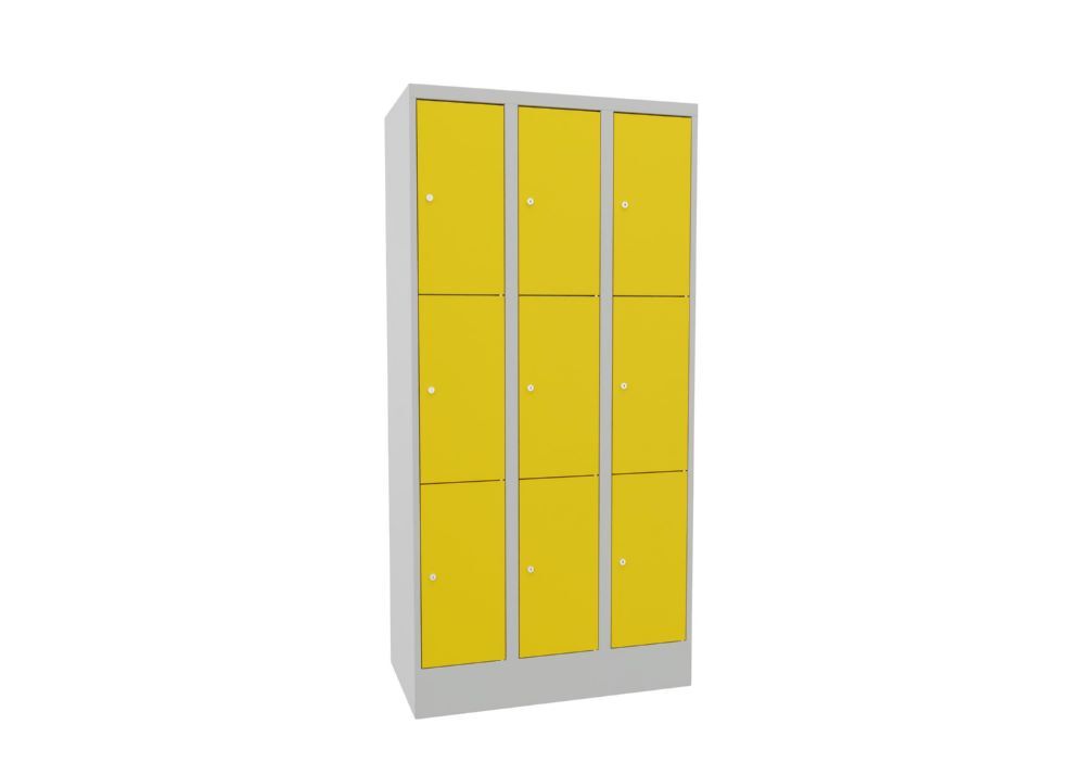 Produktbild PAVOY Schließfachschrank mit Sockel 1850x900x500 mm 9 Fächer RAL 7035/1018