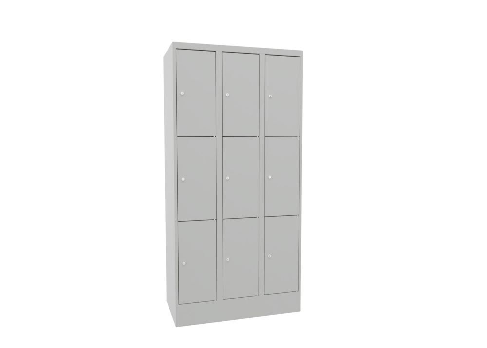 Produktbild PAVOY Schließfachschrank mit Sockel 1850x900x500 mm 9 Fächer RAL 7035