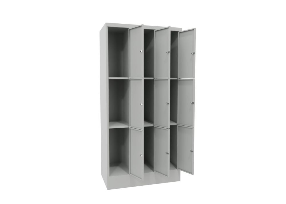 Produktbild Schließfachschrank mit Sockel, 1850x900x500 mm, 9 Fächer, RAL 7035 bild 2