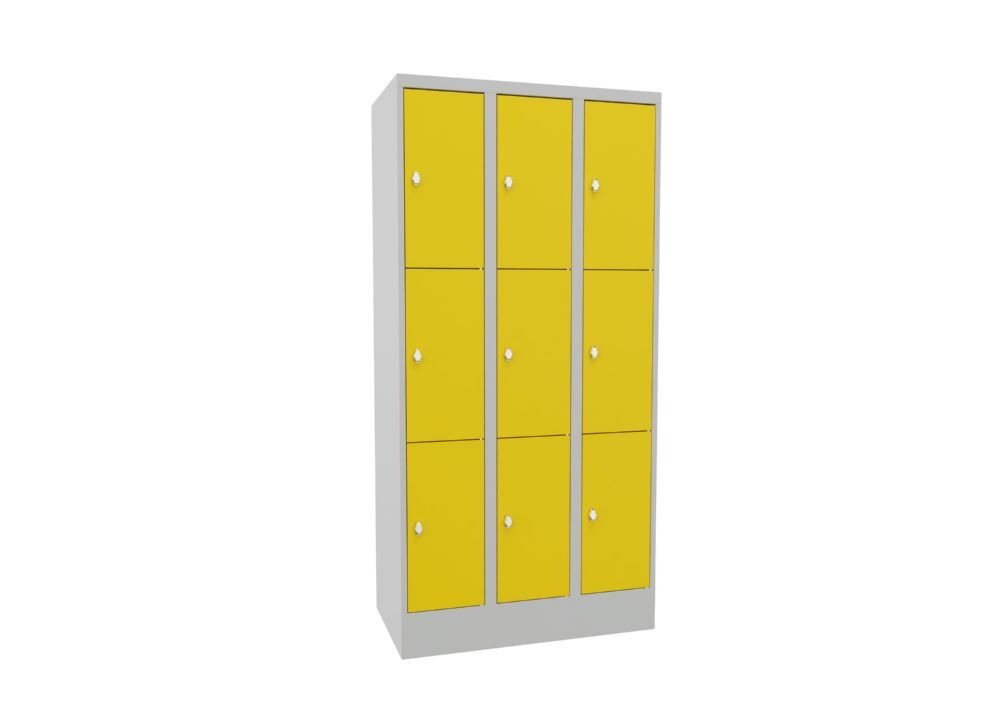 Produktbild PAVOY Schließfachschrank mit Sockel 1850x900x500 mm 9 Fächer RAL 7035/1018