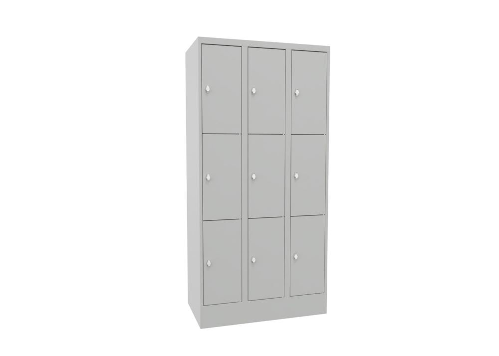 Produktbild PAVOY Schließfachschrank mit Sockel 1850x900x500 mm 9 Fächer RAL 7035