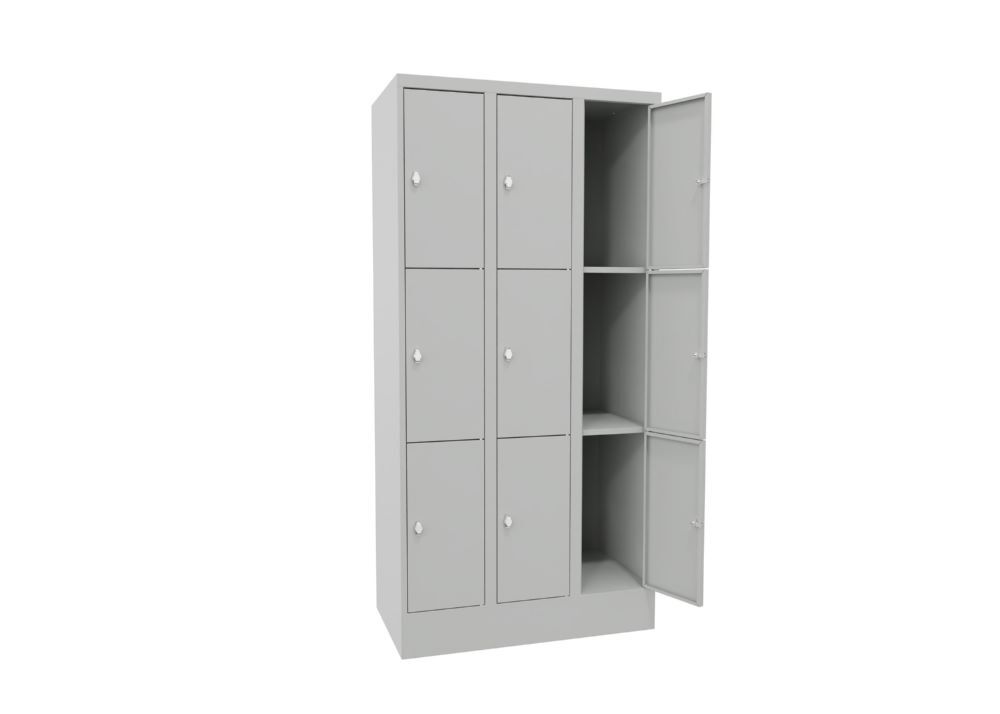 Produktbild Schließfachschrank mit Sockel, 1850x900x500 mm, 9 Fächer, RAL 7035 bild 2