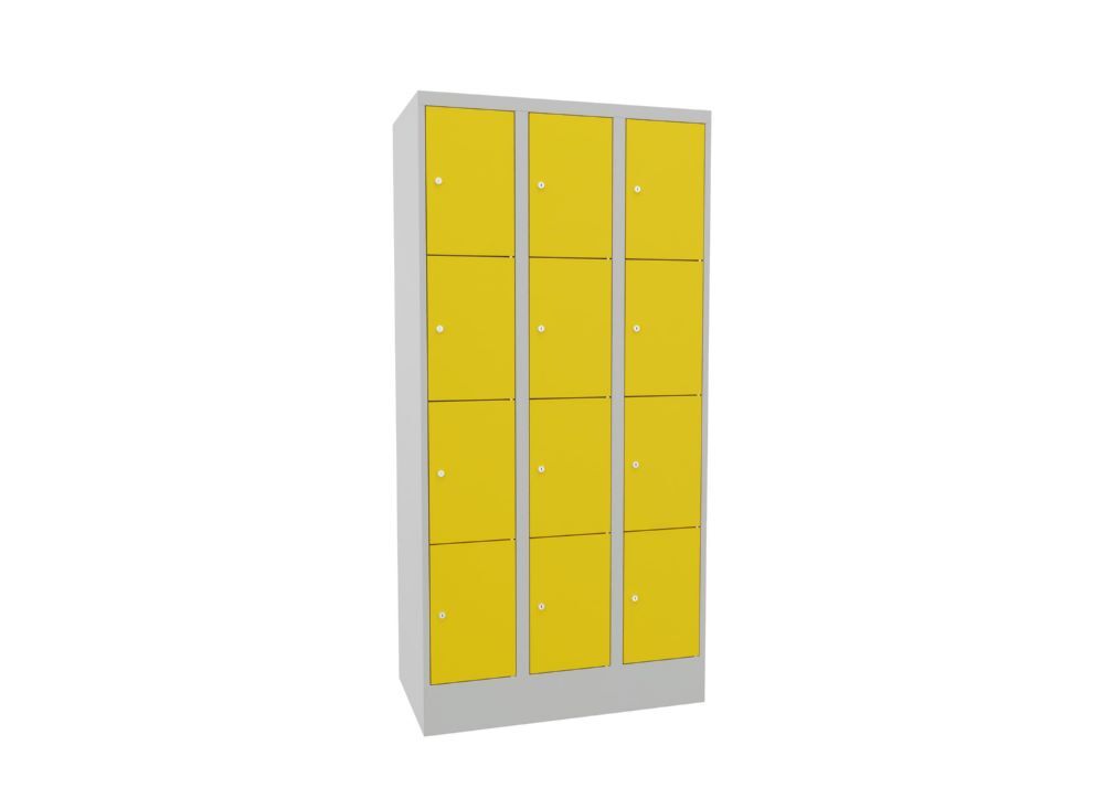 Produktbild PAVOY Schließfachschrank mit Sockel 1850x900x500 mm 12 Fächer RAL 7035/1018