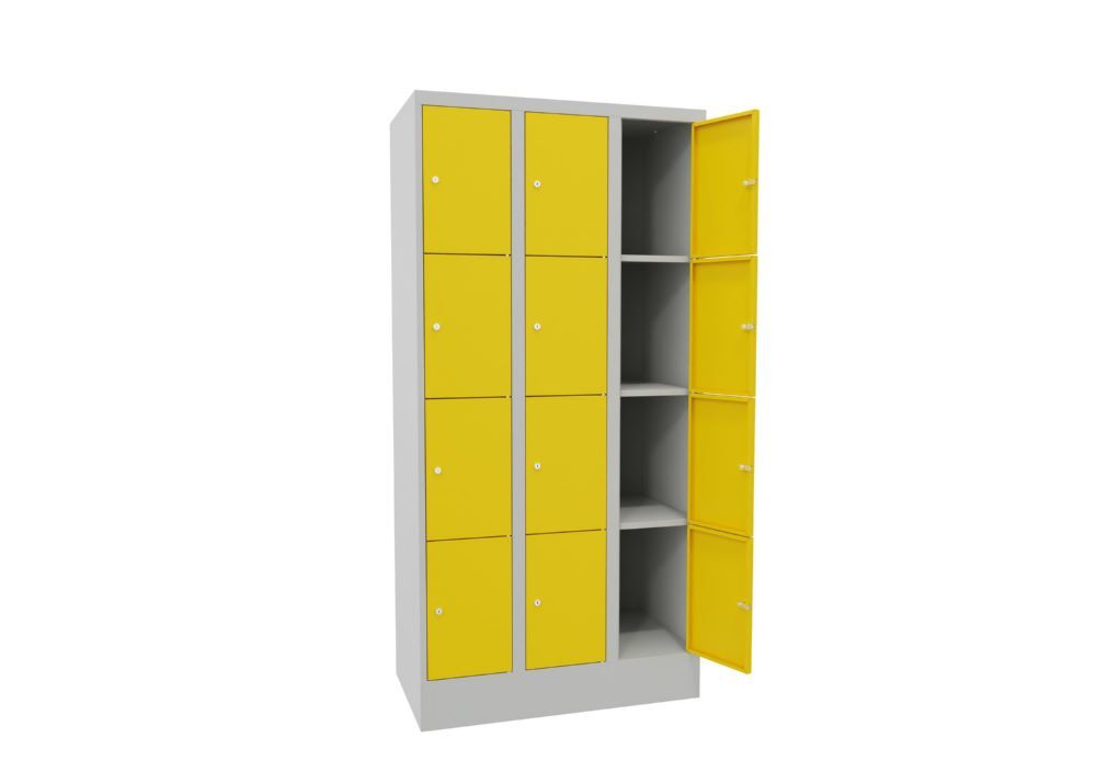 Produktbild Schließfachschrank mit Sockel, 1850x900x500 mm, 12 Fächer, RAL 7035/1018 bild 2
