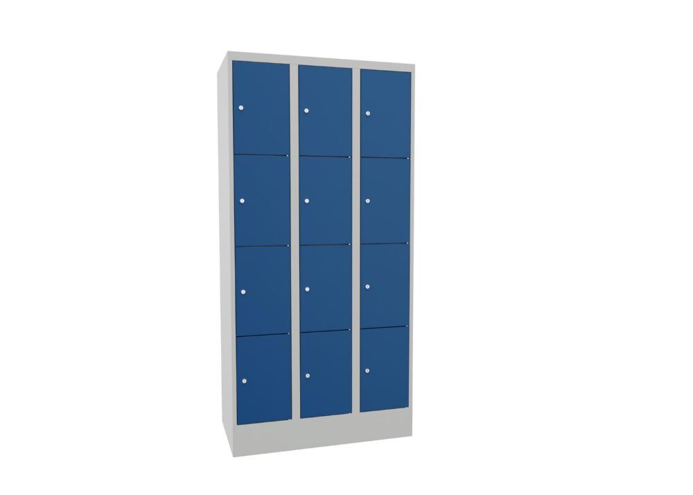 Produktbild PAVOY Schließfachschrank mit Sockel 1850x900x500 mm 12 Fächer RAL 7035/5010