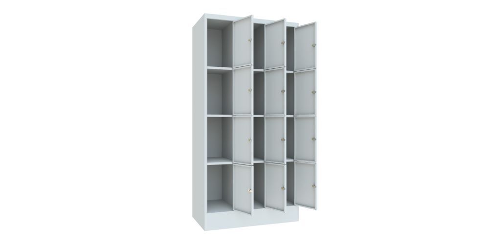 Produktbild Schließfachschrank mit Sockel, 1850x900x500 mm, 12 Fächer, RAL 7035 bild 2