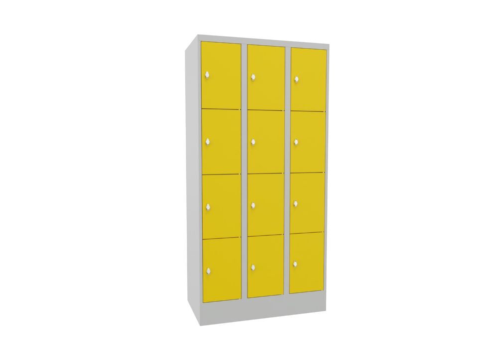 Produktbild PAVOY Schließfachschrank mit Sockel 1850x900x500 mm 12 Fächer RAL 7035/1018