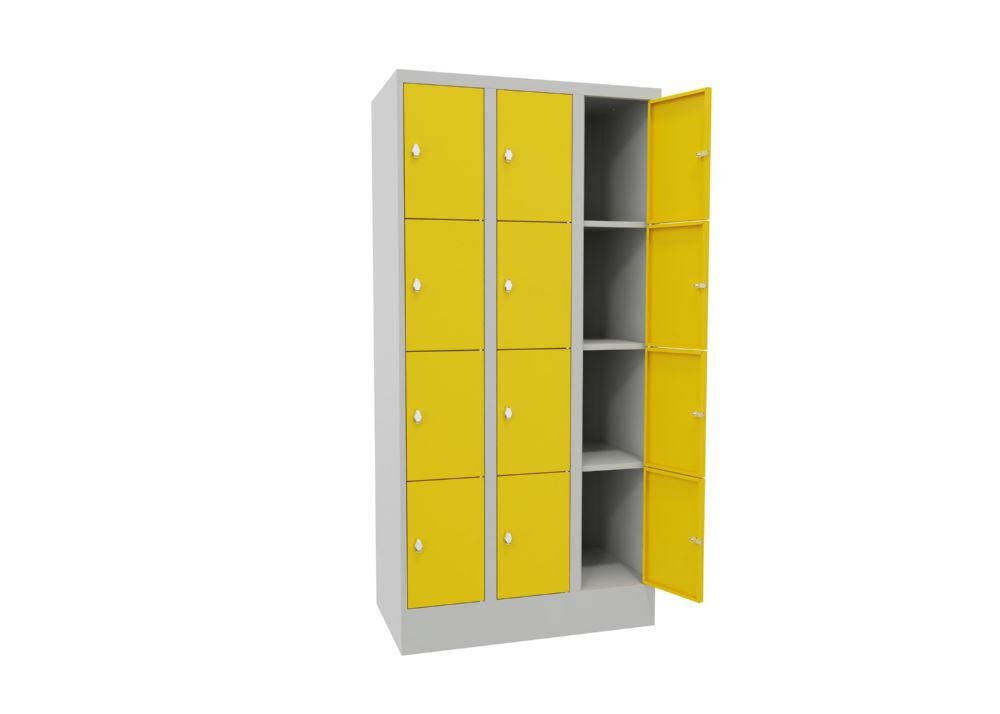 Produktbild Schließfachschrank mit Sockel, 1850x900x500 mm, 12 Fächer, RAL 7035/1018 bild 2